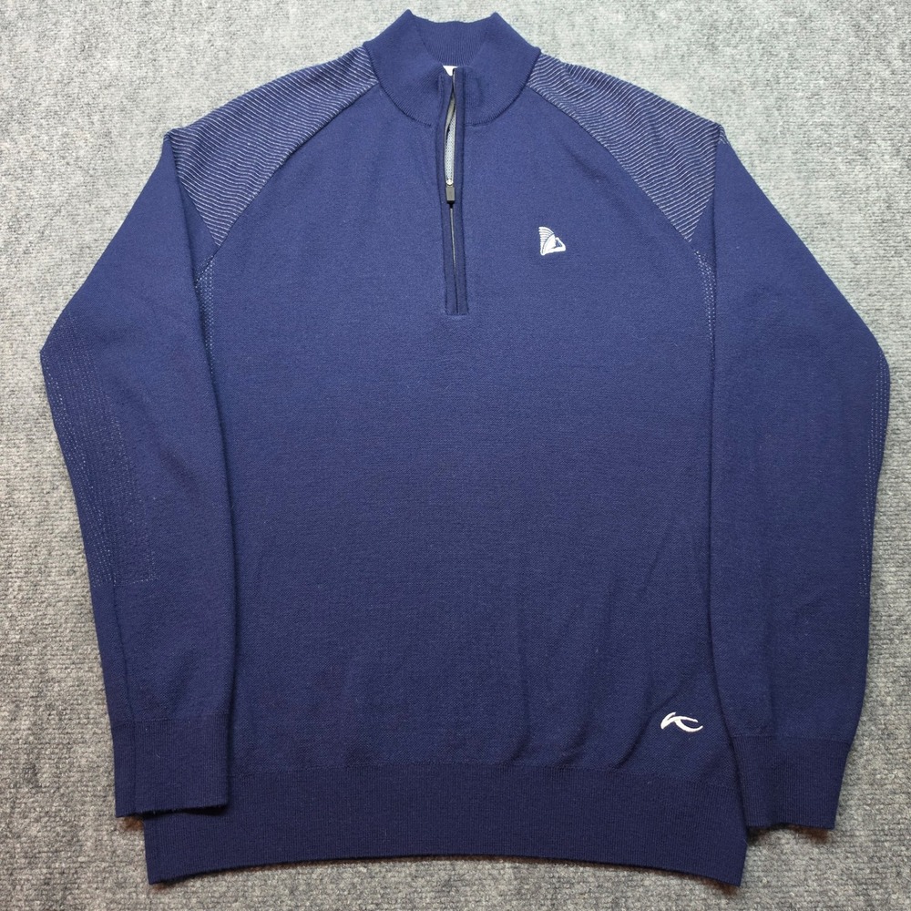 KJUS Mens Kulm Half-Zip Merino Wool Navy Blue Sweater MG35-J02 Size 50 M